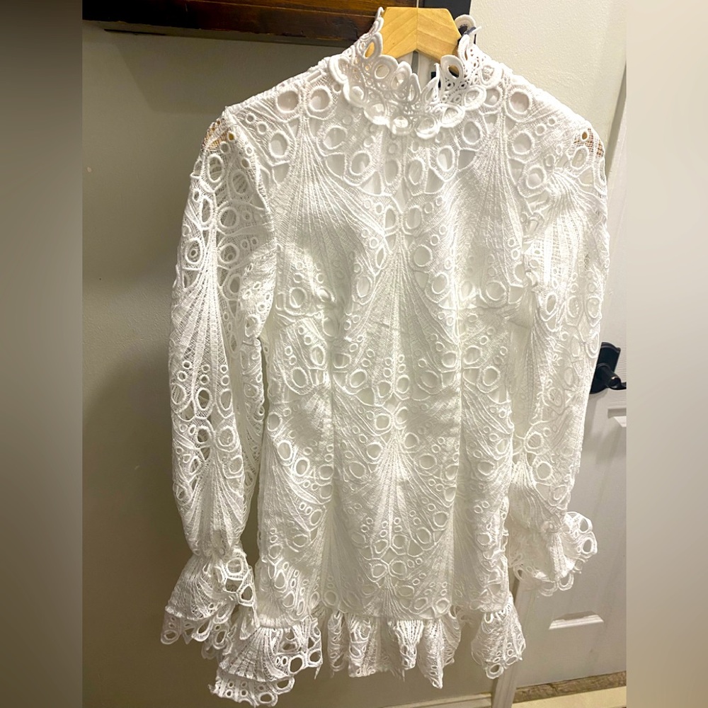 PrettyLittleThing White Lace Top Pleated Midi Dress NEW with tags bridal